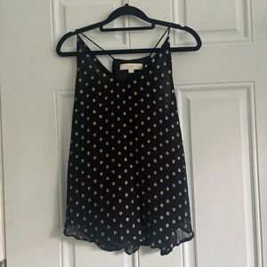 ❤️2/$15 or 3/$21❤️LOFT Black and Gold Dot Camisole Sleeveless Top, Size PXS